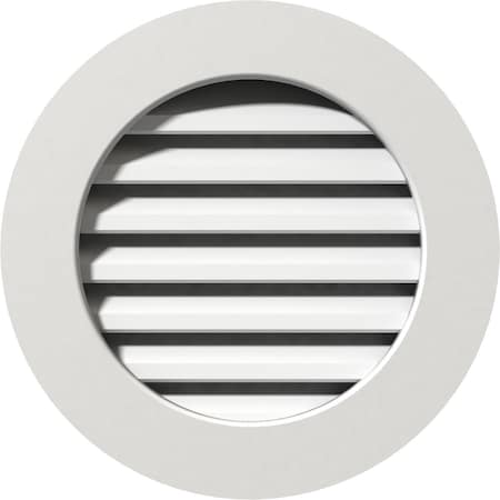 Ekena Millwork Round Gable Vent Functional, PVC Gable Vent w/ 1" x 4" Flat Trim Frame, 36"W x 36"H GVPRO36X3601FUN
